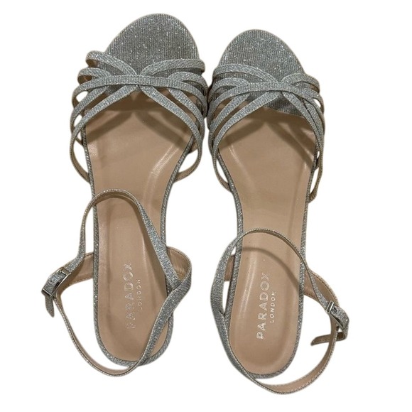 Paradox London Pink Silver Glitter Wedge Sandals Women's 9.5 Party Prom - Picture 3 of 8